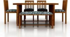 Home Edge Bali Upholstery Sheesham Solid Wood 6 Seater Dining Set