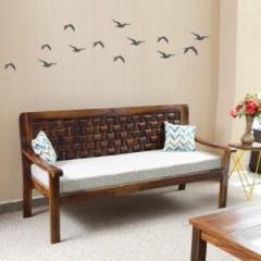 Home Edge Weave Sheesham Fabric 3 Seater Sofa