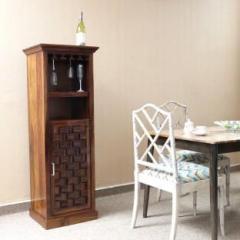 Home Edge Weave Sheesham Solid Wood Bar Cabinet