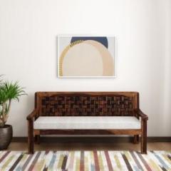 Home Edge Wooden Weave Sheesham Fabric 3 Seater Sofa