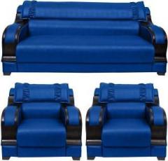 Homestock Leatherette 3 + 1 + 1 Blue Sofa Set