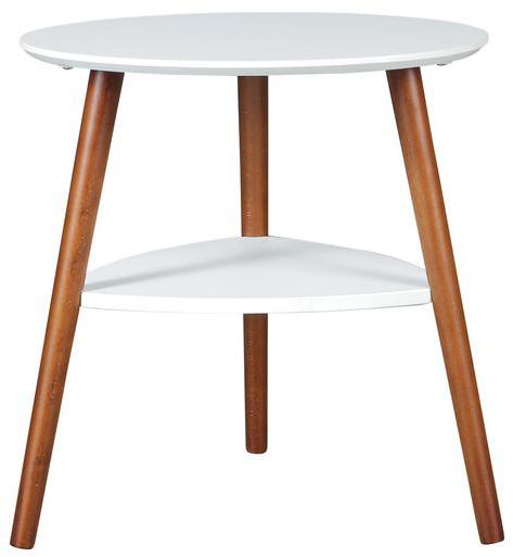 HomeTown Aster Side Table in White N Walnut Colour