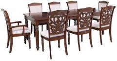 HomeTown Calisto Solidwood Eight Seater Dining Set in Brown Colour