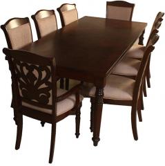 HomeTown Crown Eight Seater Dining Set in Walnut Finish