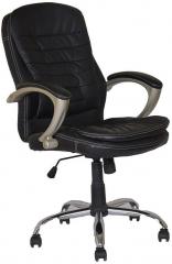 HomeTown Fabio Leatherite Medium Back Chair in Black Colour