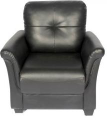 HomeTown Grace Leatherette One Seater Sofa in Black Colour