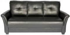 HomeTown Grace Leatherette Three Seater Sofa in Black Colour
