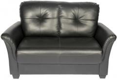 HomeTown Grace Leatherette Two Seater Sofa in Black Colour