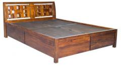 HomeTown Henry Queen Bed with Storage in Brown Colour