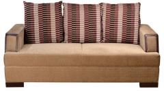HomeTown Indus Three Seater Upholstered Sofa in Brown Colour