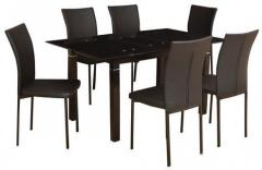 HomeTown Luis Six Seater Dining Set in Black Colour