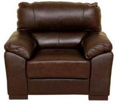 HomeTown Martin Leather One Seater Sofa in Brown Colour