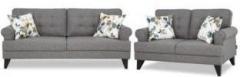 Hometown Miller Fabric Sofa Three Seater + Two Seater in Grey Combo Fabric 3 + 2 Grey Sofa Set