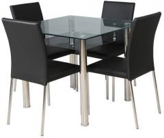 HomeTown Polo Metallic Four Seater Dining Set in Black Colour