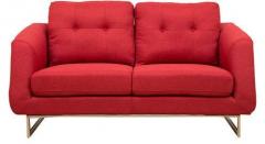 HomeTown Preston Fabric Two Seater Sofa in Red Colour