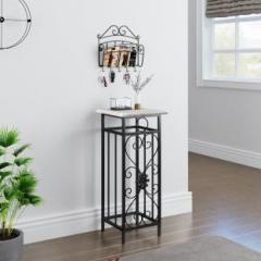 House Of Pataudi Solid Wood Wrought Iron Table Durable and Side Table for Home Decor With Iron Key Rack Metal Side Table