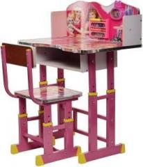 Kajal Toys Barbie Kids Adjustable Height Wooden Study Table and Chair For kids Engineered Wood Desk Chair