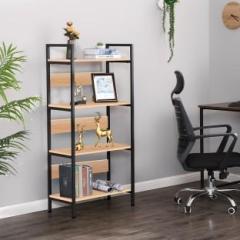 Kawachi 4 Tier Bookshelf Wooden Open Shelf Bookcase Standing Unit Shelves Display Rack Metal Open Book Shelf
