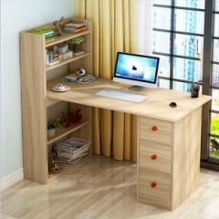 Kawachi Compact Computer Laptop Desk Study Table with 4 Shelves Storage 3 Drawers Engineered Wood Office Table