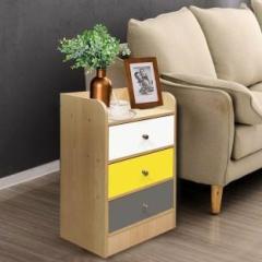 Kawachi Home Bedroom Bedside Table Storage Cabinet with 3 Drawers Engineered Wood Free Standing Chest of Drawers