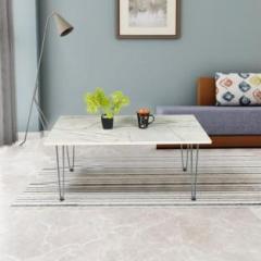 Kawachi Woodit Rectanguler Centre Table/Tea Table for Living Room Metal Hairpin Leg Engineered Wood Coffee Table