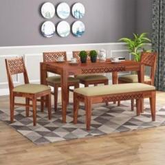 Kendalwood Furniture Premium Dining Room Furniture Wooden Dining Table with 4 Chairs & 1 Bench Solid Wood 6 Seater Dining Set