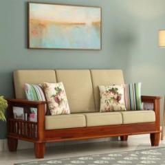 Kendalwood Furniture Solid Wood 3 Seater Wooden Sofa set for living Room Furniture Fabric 3 Seater Sofa