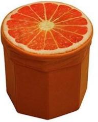 Kids Mandi Creative 3D Orange Design Multipurpose Foldable Velvet Storage Seat Box Living & Bedroom Stool