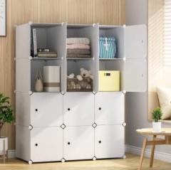 Krishyam 12 Cubes Portable Clothes Storage Organizer Cabinet DIY Furniture High Density Block Board Collapsible Wardrobe