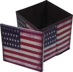 Kuber Industries American flag Cotton 1 Piece Foldable Cloth Storage Stool Seat Box Stool