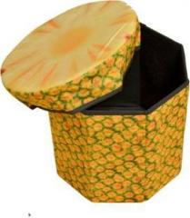 Kuber Industries Fruit Design Multi Purpose Foldable Velvet Big Storage Stool Seat Box For Sitting & Storing Cloths & Toys Stool