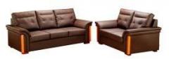 Kurlon Flory Leatherette 3 + 2 Brown Sofa Set