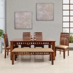 Lakdesha Solid Wood dining table Plastic 6 Seater Dining Set