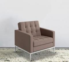 Lakdi Brown Fully Cushioned Single Seater Sofa With Stainless Steel Legs, Ideal For Home & Office. Fabric 1 Seater Sofa
