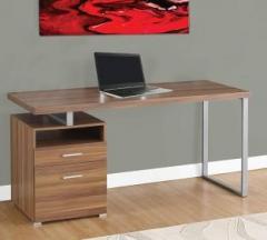 Lakdi Modern Stylish Oak PVC Edge Band Finish Office Home Laptop Computer Table with 2 Drawers, open shelf and 1 Side Metal Leg Engineered Wood Study Table