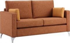 Lakdi Tan Fully Cushioned Three Seater Sofa With Wooden Stainless Steel Legs, Ideal For Home & Office. Fabric 2 Seater Sofa