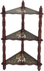 Lal Haveli Hand Painted 3 Tier Shelf Solid Wood Corner Table