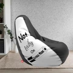 Lazzy XXL Printed Not Lazy Black White Teardrop Bean Bag With Bean Filling