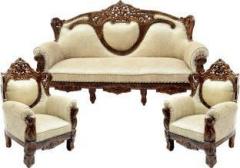 Legno Handicraft Wood Sofa Set for Home Living Room Wooden Sofa Set 3+1+1 Fabric 3 + 1 + 1 Honey Brown Sofa Set