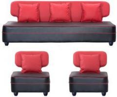Lifestyle Furniture LS butterfly Leatherette 3 + 1 + 1 red Sofa Set