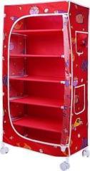 Little One's 6 shelves Aquatic Red, Powder Coated Steel & Sturdy Carbon Steel Collapsible Wardrobe