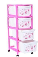 Liza pink color 4 drawer set Plastic Free Standing Cabinet