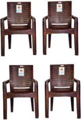 Maharaia Moulded Maharaja SINGHAM Chair With Heavy Structure pack of 4 metallic brown for home, office Plastic Outdoor Chair