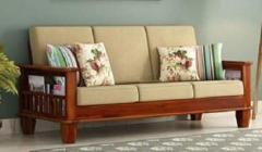 Mamata Wood Decor Sheesham Wood 3 Seater Sofa set for living Room Furniture |Sofa Set | Fabric 3 Seater Sofa