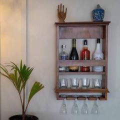 Mk Furniture Mango Wood Bar Cabinet For Home & Office Solid Wood Bar Cabinet