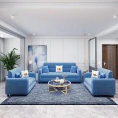 Mobilia Craft Euro Fabric 3 + 2 + 2 Aqua Blue Sofa Set