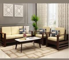 Mooncraft Furniture Solid Wood 5 Seater Wooden for living Room Furniture Fabric 3 + 1 + 1 Sofa Set