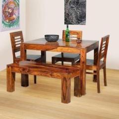Mooncraft Furniture Wooden Dining Table with 3 Chairs & 1 Bench Solid Wood 4 Seater Dining Set