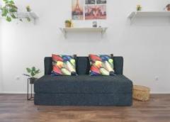 Msshah 3 Seater Jute Fabric Washable Cover Sofa Cum Bed With 2 Cushions 3 Seater Single Foam Fold Out Sofa Cum Bed