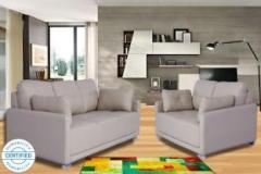 Muebles Casa Cedar Leatherette 3 + 2 Beige Sofa Set